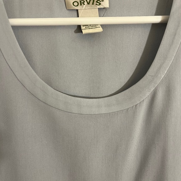 Orvis Vintage Pale Blue Silk Blouse Flutter Cap Sleeves Sz XL - Picture 3 of 5